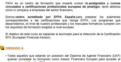 Formación en asesoramiento financiero